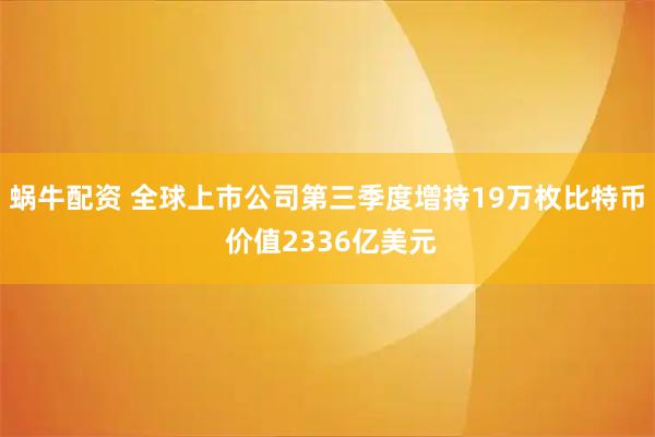 蜗牛配资 全球上市公司第三季度增持19万枚比特币 价值2336亿美元