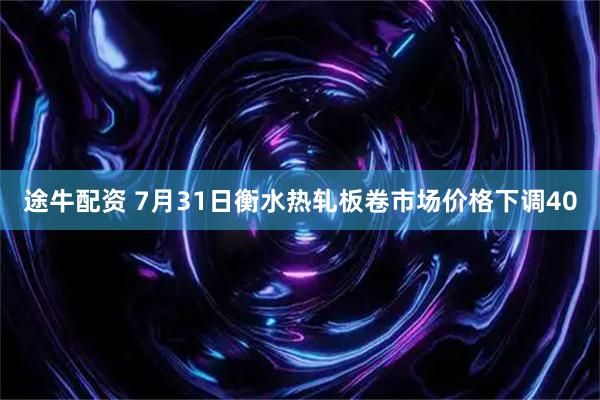 途牛配资 7月31日衡水热轧板卷市场价格下调40